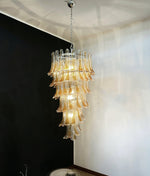 Marigold Glass Chandelier – Cascading Amber Petal Pendant Light for Dining Room & Entryway