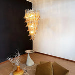 Marigold Glass Chandelier – Cascading Amber Petal Pendant Light for Dining Room & Entryway