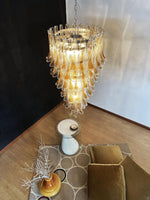 Marigold Glass Chandelier – Cascading Amber Petal Pendant Light for Dining Room & Entryway