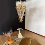 Marigold Glass Chandelier – Cascading Amber Petal Pendant Light for Dining Room & Entryway