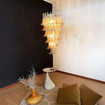 Marigold Glass Chandelier – Cascading Amber Petal Pendant Light for Dining Room & Entryway