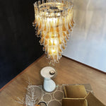 Marigold Glass Chandelier – Cascading Amber Petal Pendant Light for Dining Room & Entryway