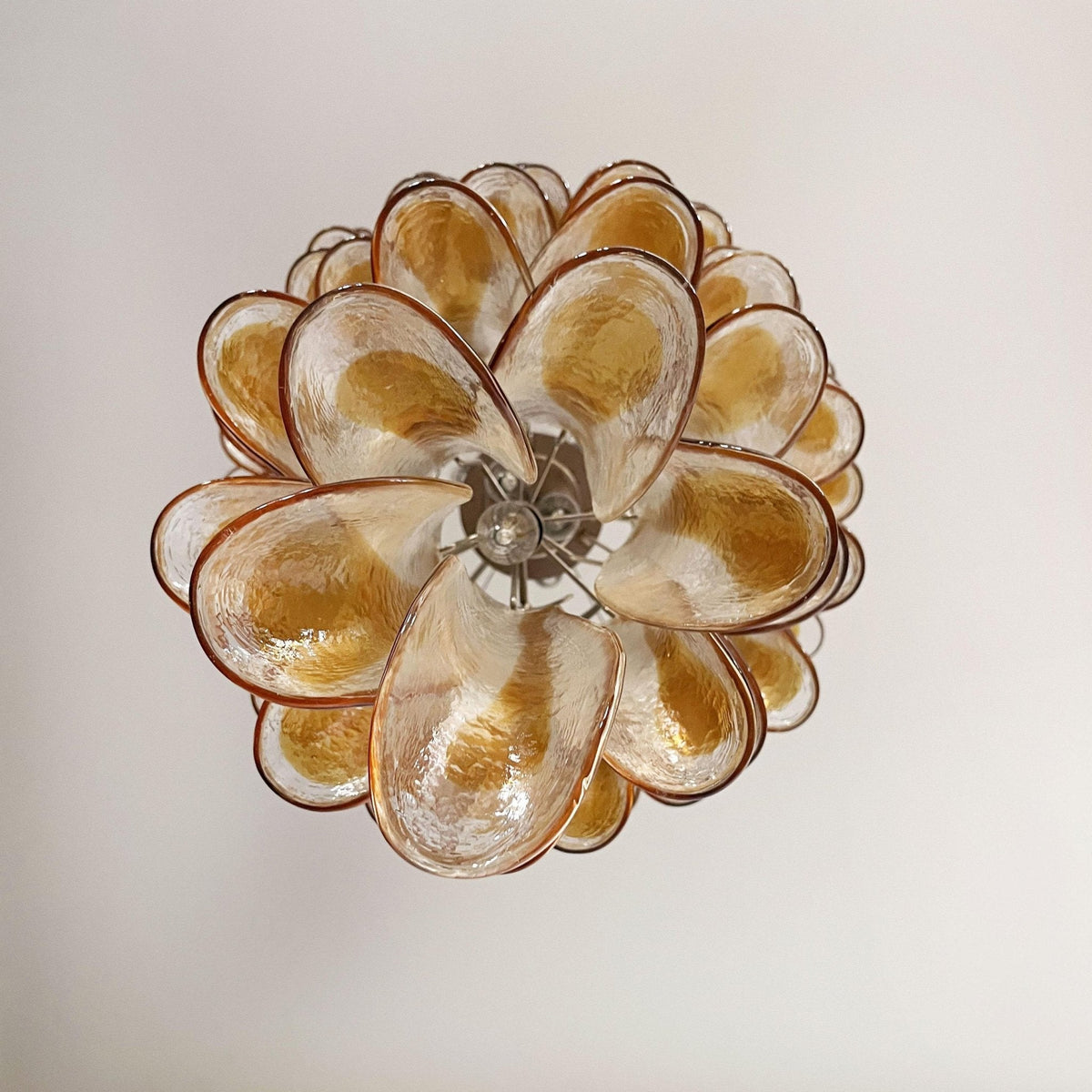 Marigold Glass Chandelier – Cascading Amber Petal Pendant Light for Dining Room & Entryway