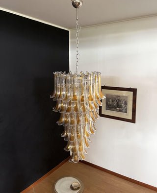 Marigold Glass Chandelier – Cascading Amber Petal Pendant Light for Dining Room & Entryway