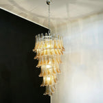 Marigold Glass Chandelier – Cascading Amber Petal Pendant Light for Dining Room & Entryway