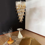 Marigold Glass Chandelier – Cascading Amber Petal Pendant Light for Dining Room & Entryway