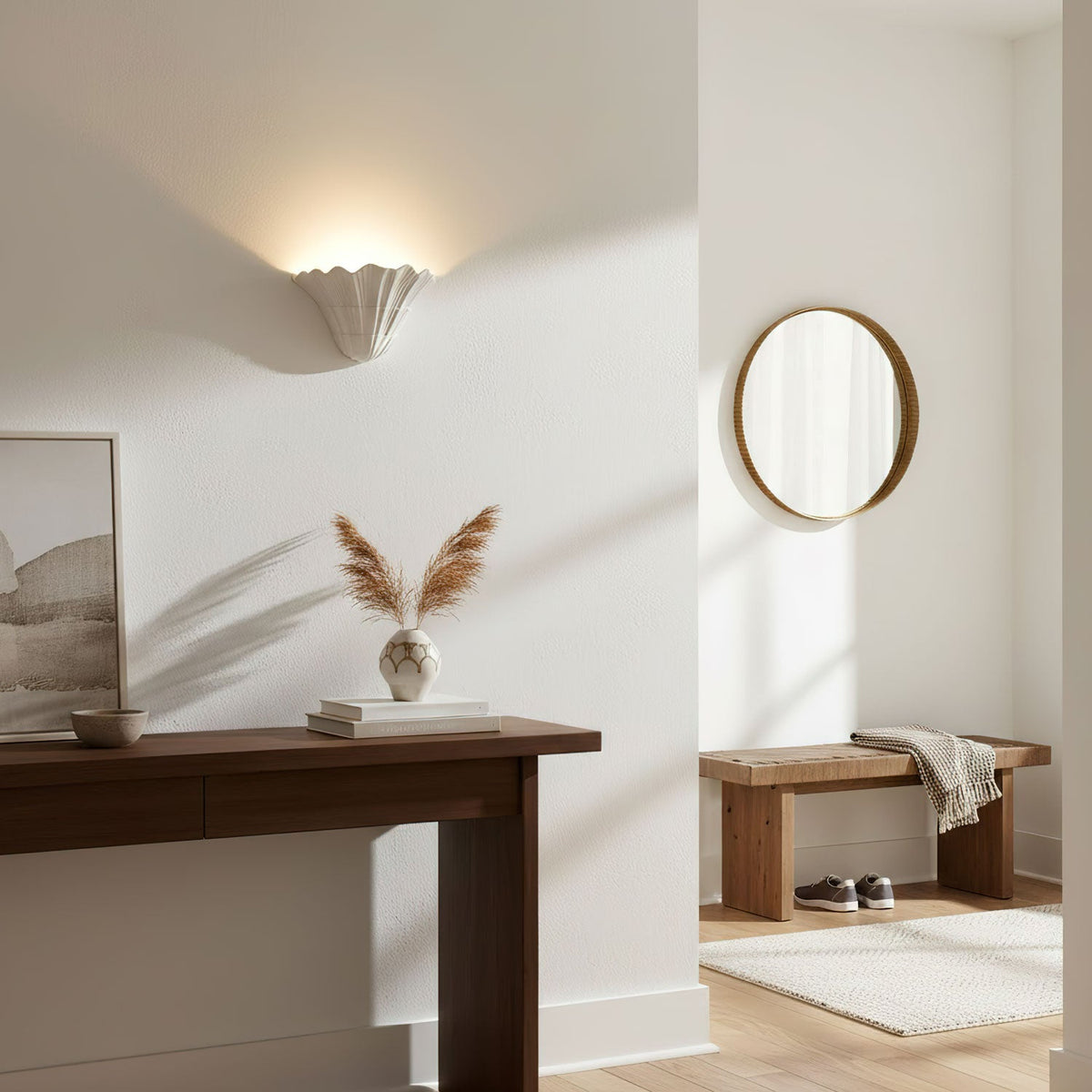 Marina Shell Wall Sconce – Sculptural Coastal Light in White