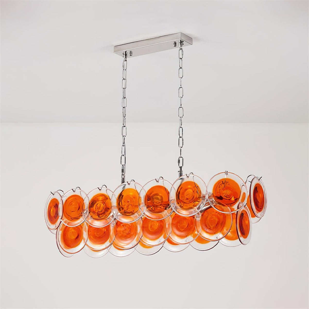 Marisca Modern Glass Chandelier with Pink and Amber Discs
