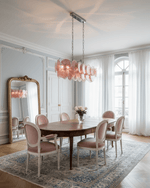 Marisca Modern Glass Chandelier with Pink and Amber Discs
