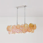 Marisca Modern Glass Chandelier with Pink and Amber Discs