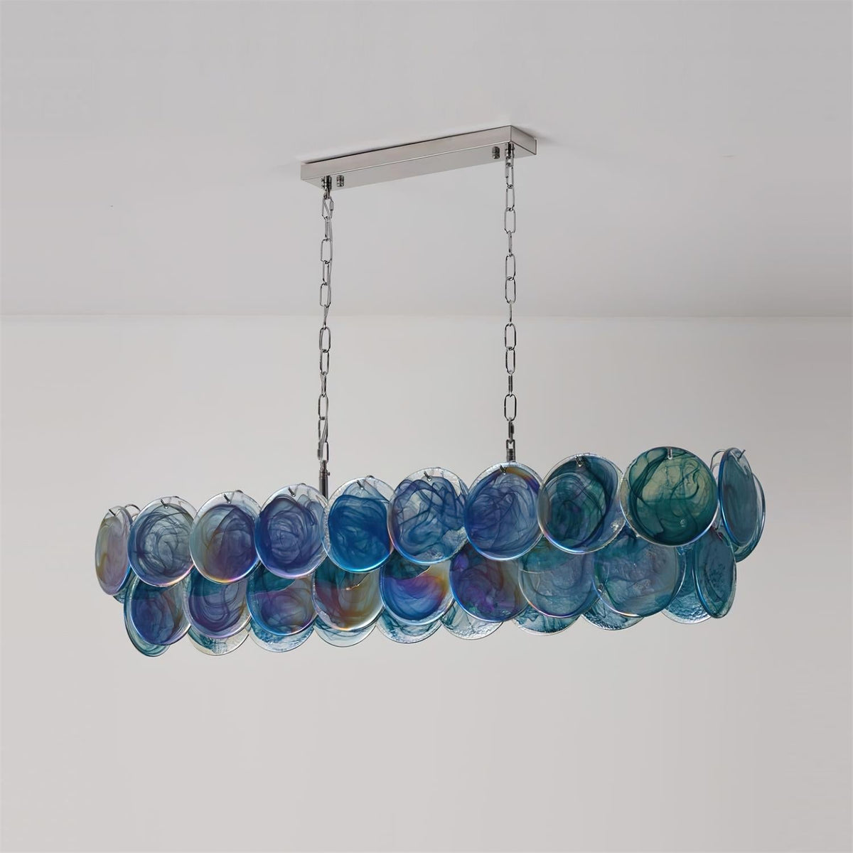 Marisca Modern Glass Chandelier with Pink and Amber Discs