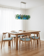 Marisca Modern Glass Chandelier with Pink and Amber Discs