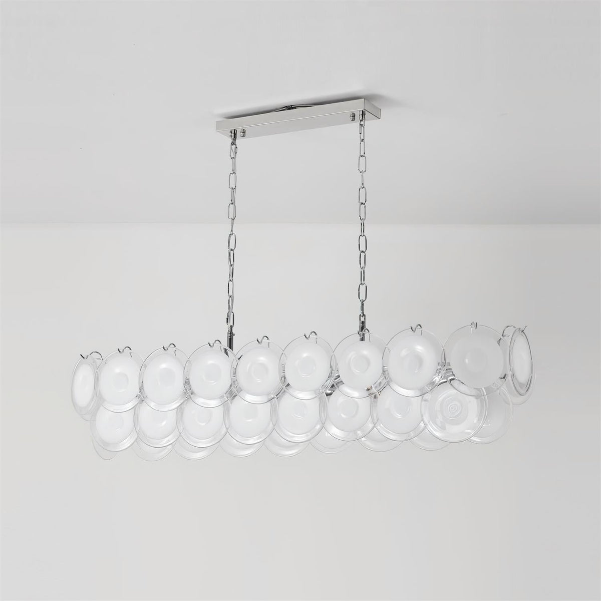 Marisca Modern Glass Chandelier with Pink and Amber Discs