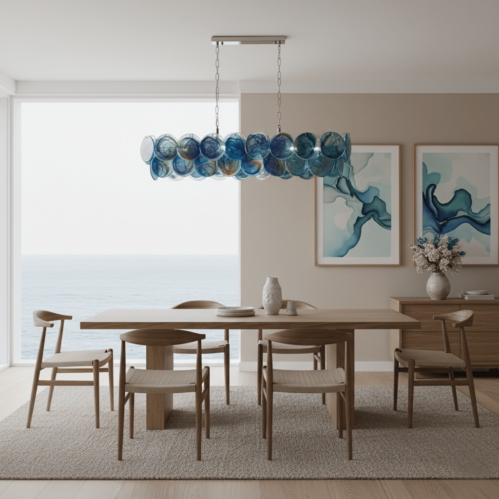 Marisca Modern Glass Chandelier with Pink and Amber Discs