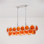 Marisca Modern Glass Chandelier with Pink and Amber Discs