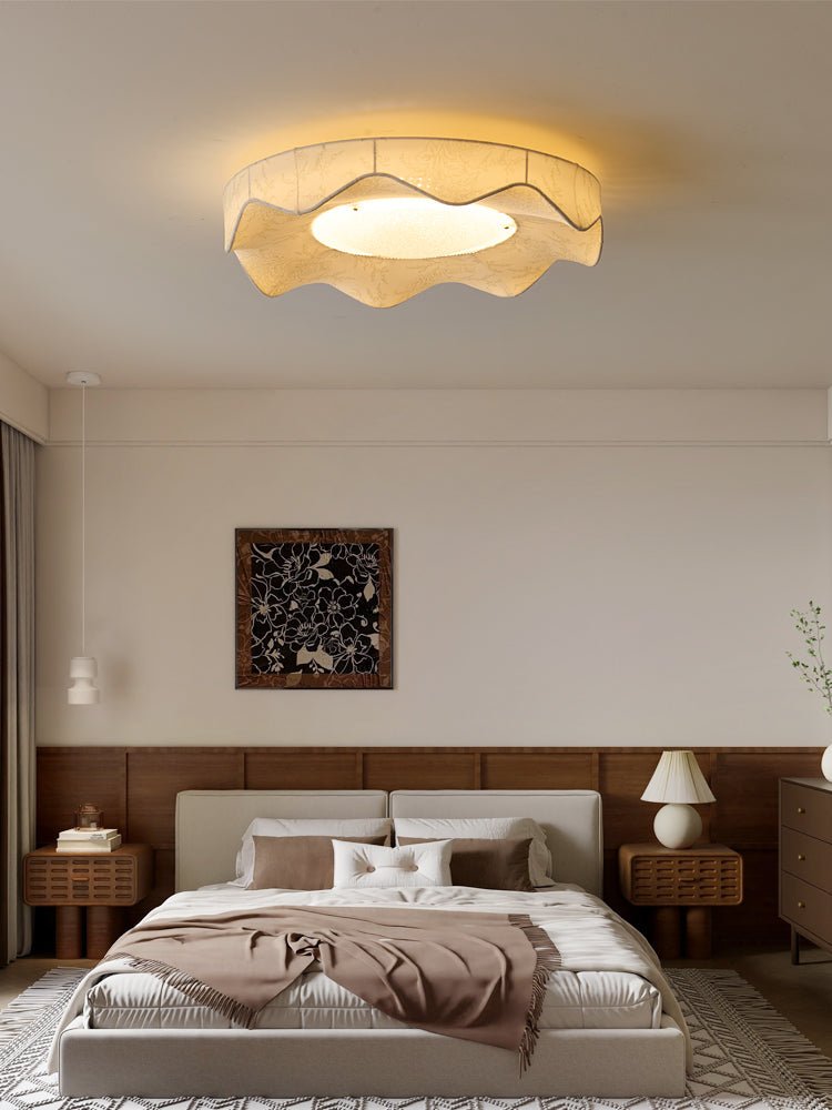 Marisca Flush Mount Ceiling Light – Modern Fabric LED Ceiling Lamp for Bedroom & Living Room
