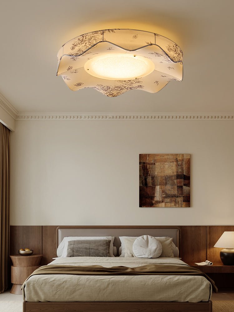 Marisca Flush Mount Ceiling Light – Modern Fabric LED Ceiling Lamp for Bedroom & Living Room