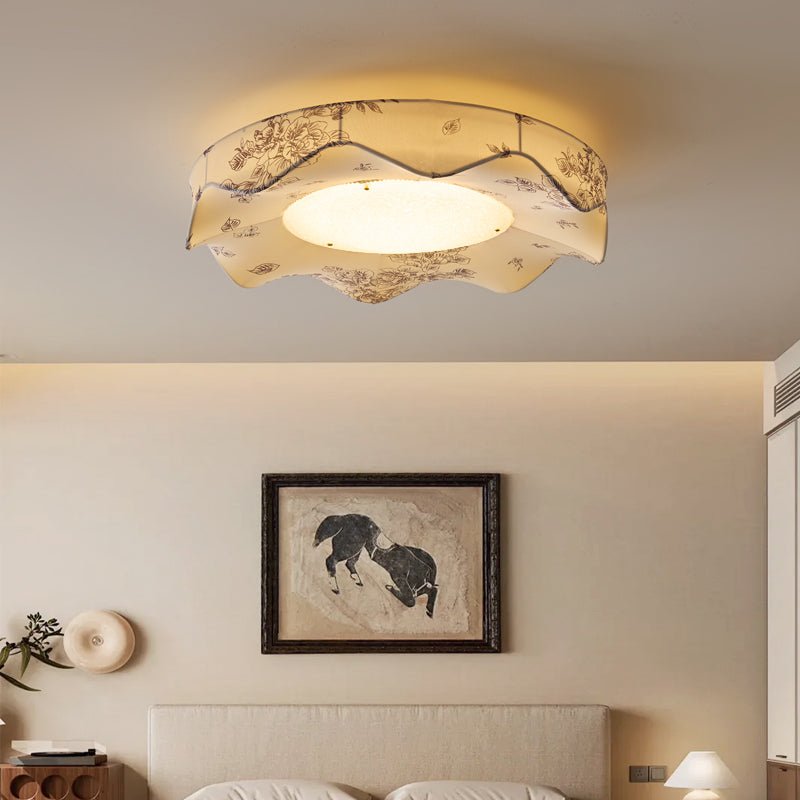 Marisca Flush Mount Ceiling Light – Modern Fabric LED Ceiling Lamp for Bedroom & Living Room