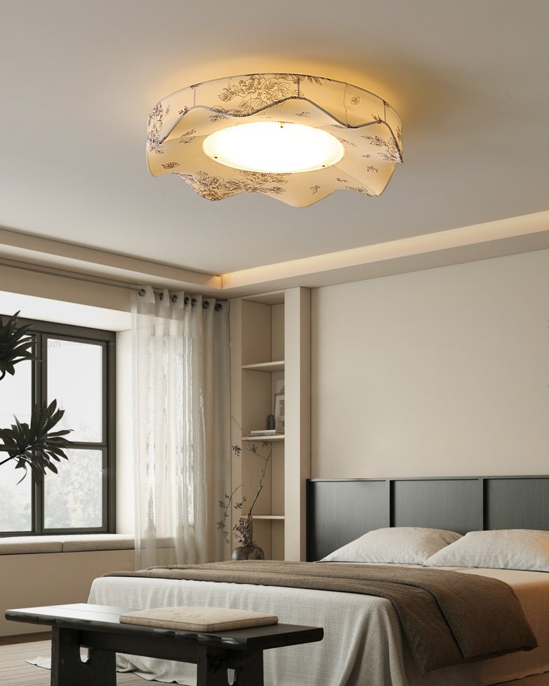 Marisca Flush Mount Ceiling Light – Modern Fabric LED Ceiling Lamp for Bedroom & Living Room