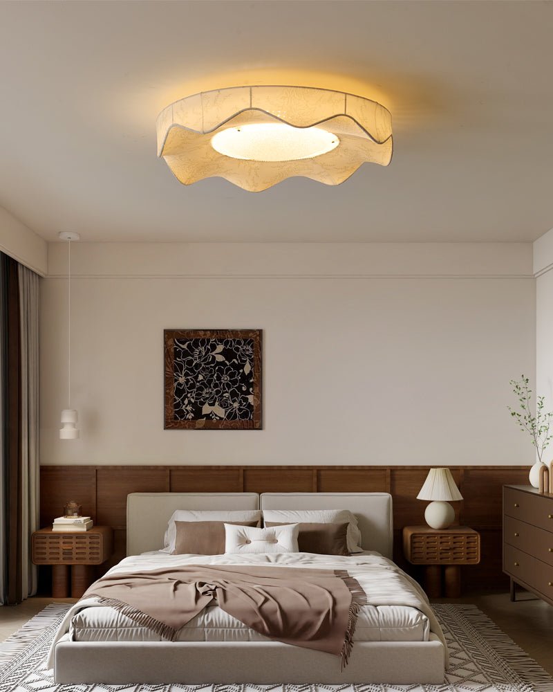 Marisca Flush Mount Ceiling Light – Modern Fabric LED Ceiling Lamp for Bedroom & Living Room