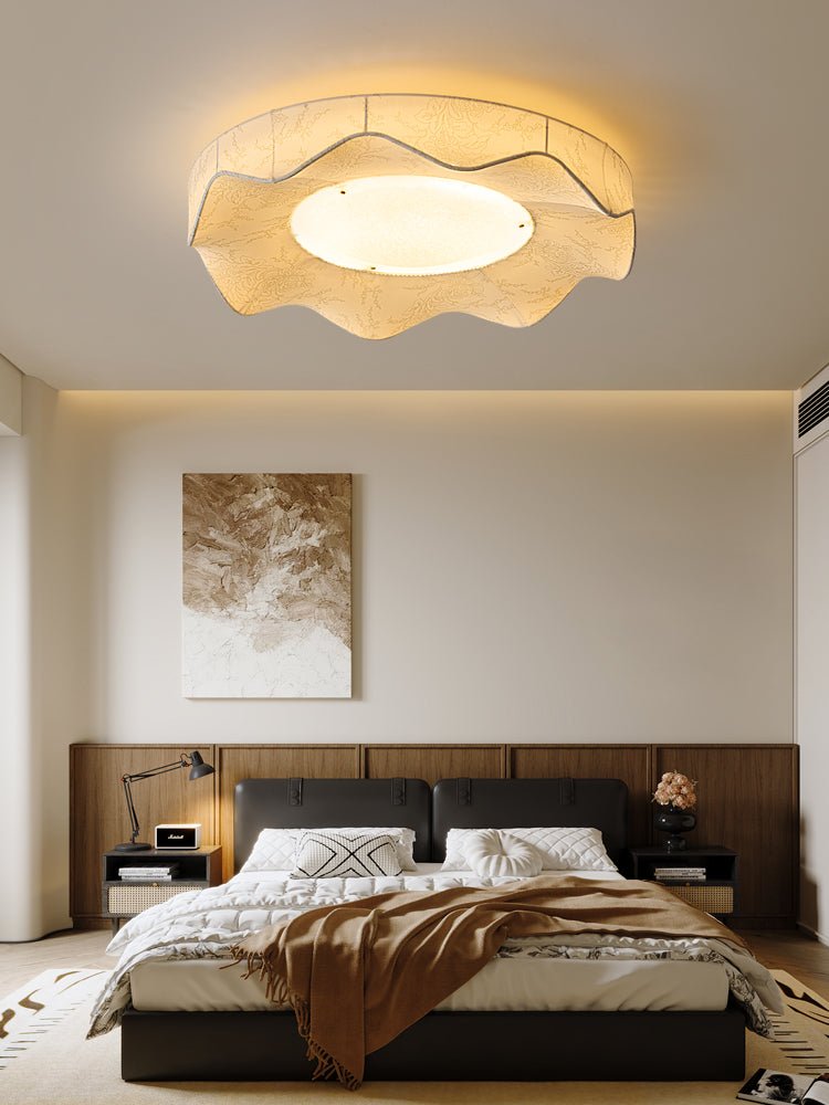 Marisca Flush Mount Ceiling Light – Modern Fabric LED Ceiling Lamp for Bedroom & Living Room