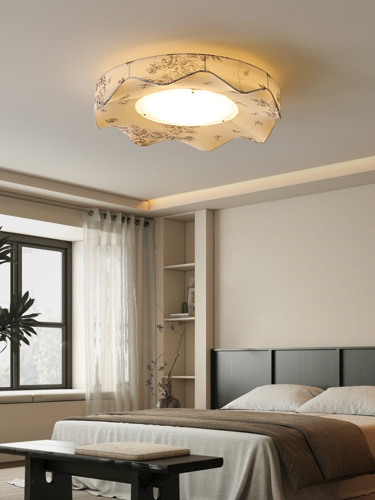 Marisca Flush Mount Ceiling Light – Modern Fabric LED Ceiling Lamp for Bedroom & Living Room