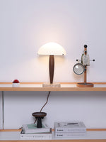 Marlo Dome Table Lamp in Walnut and Marble, Modern Designer Lighting