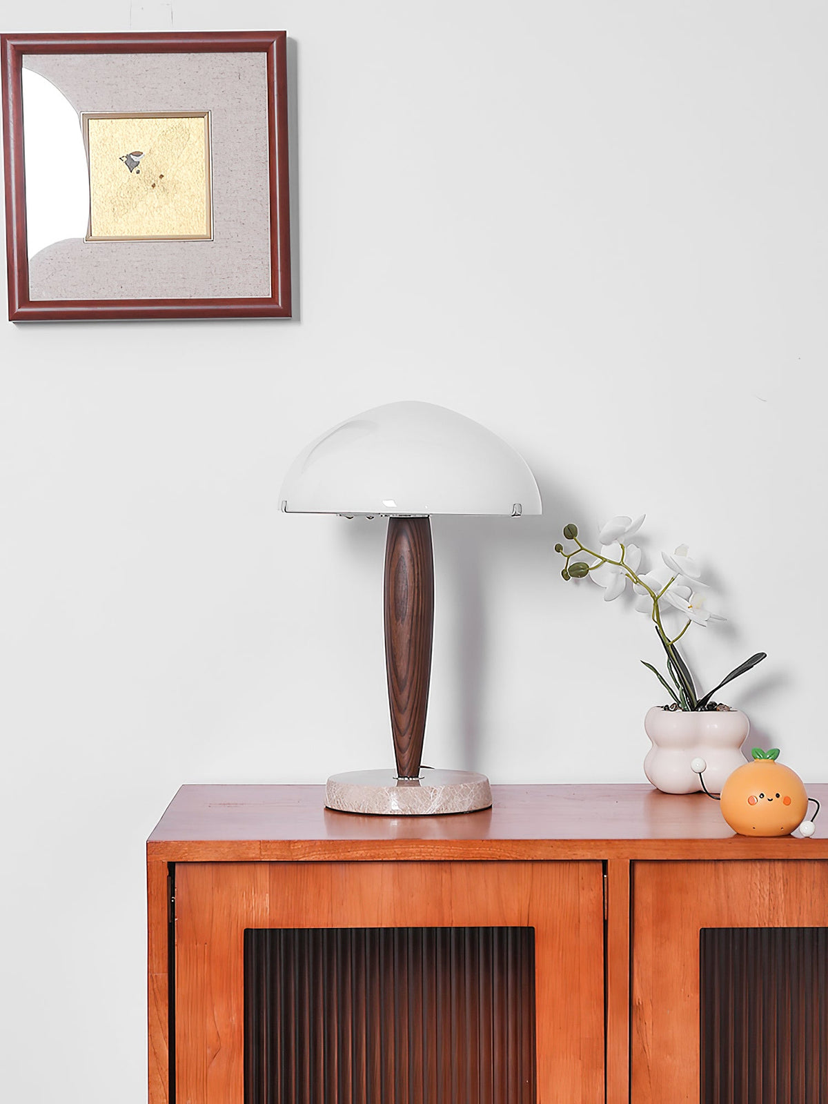 Marlo Dome Table Lamp in Walnut and Marble, Modern Designer Lighting