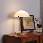 Marlo Dome Table Lamp in Walnut and Marble, Modern Designer Lighting