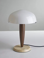 Marlo Dome Table Lamp in Walnut and Marble, Modern Designer Lighting