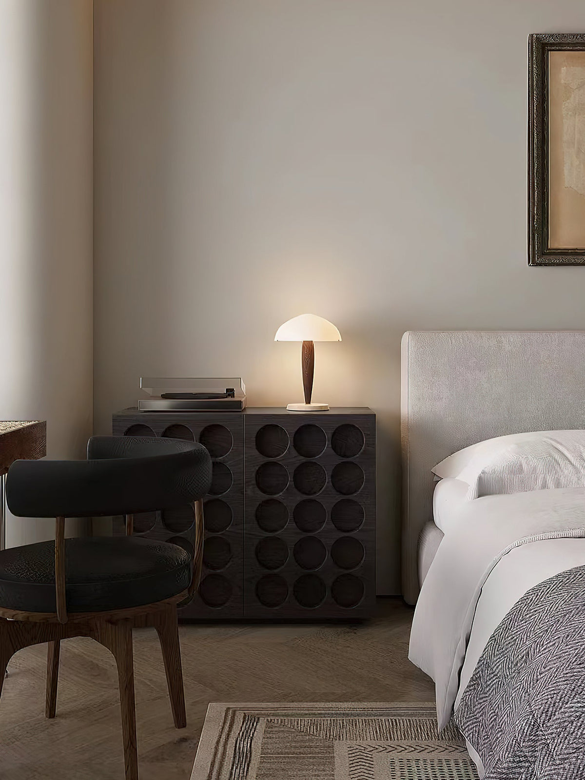 Marlo Dome Table Lamp in Walnut and Marble, Modern Designer Lighting
