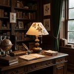 Marlowe Bloom Table Lamp – Art Shade Wooden Bedside Light