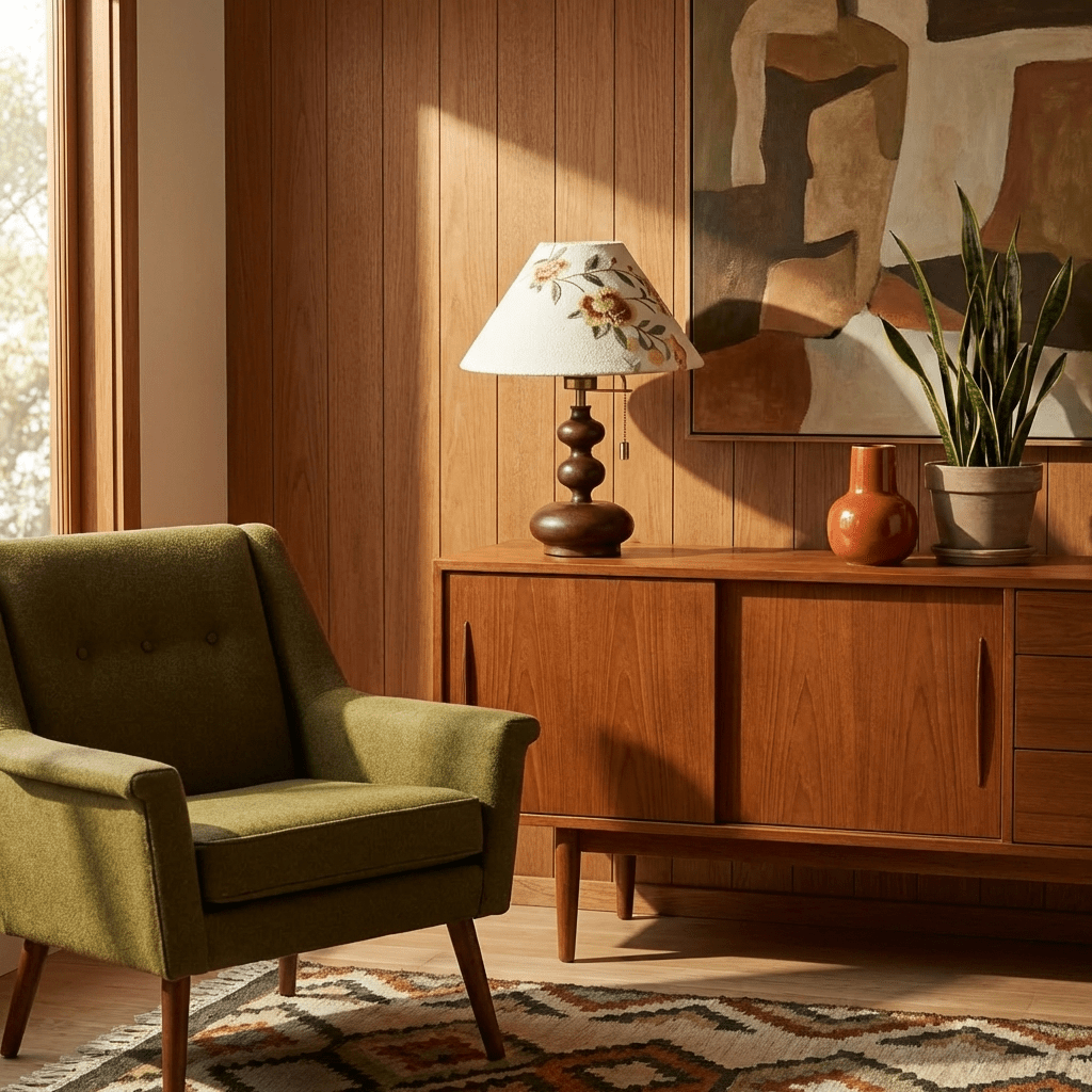Marlowe Bloom Table Lamp – Art Shade Wooden Bedside Light