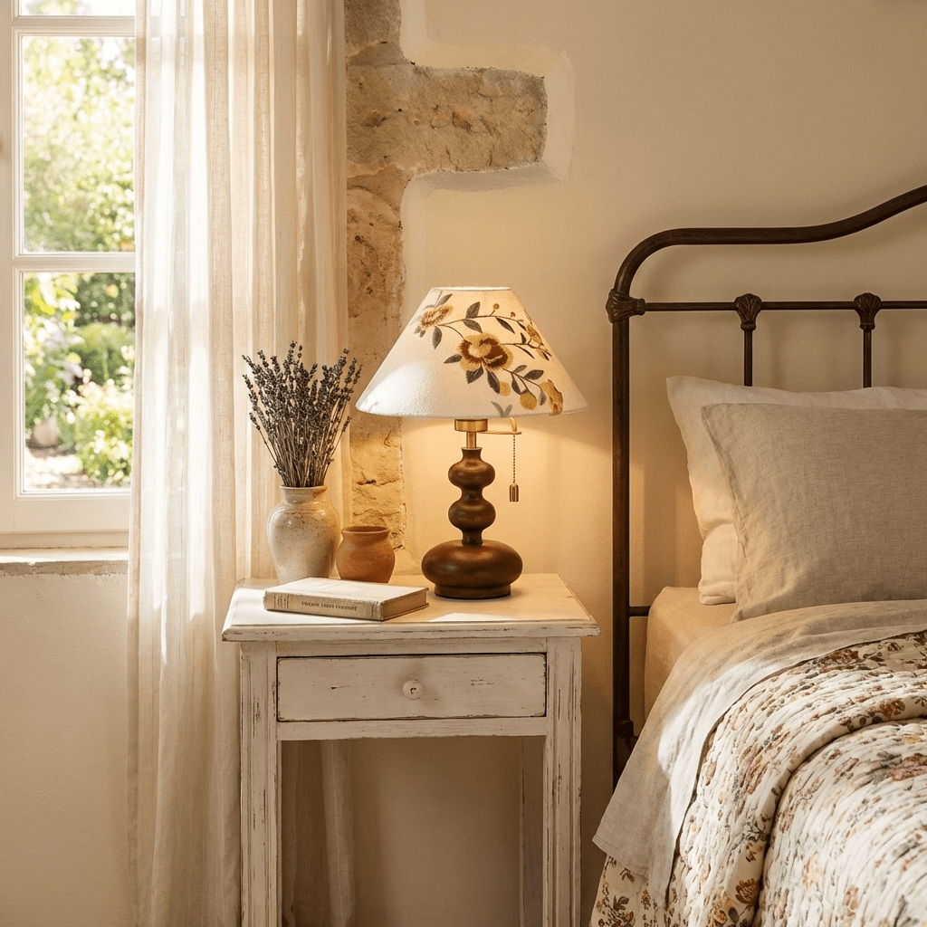Marlowe Bloom Table Lamp – Art Shade Wooden Bedside Light