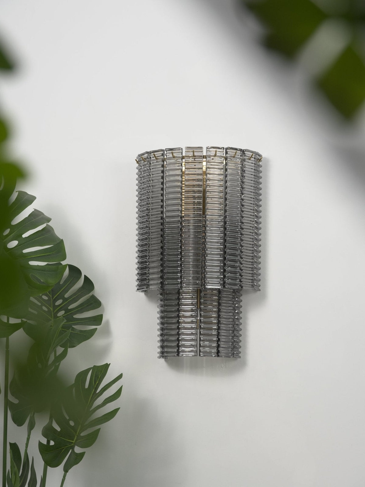 Marlowe Wall Sconce in Smoke Grey Glass and Gold Metal