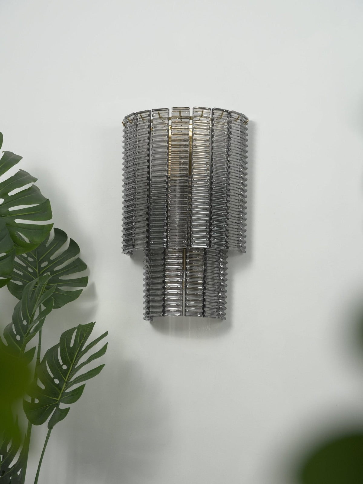 Marlowe Wall Sconce in Smoke Grey Glass and Gold Metal