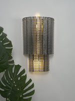 Marlowe Wall Sconce in Smoke Grey Glass and Gold Metal