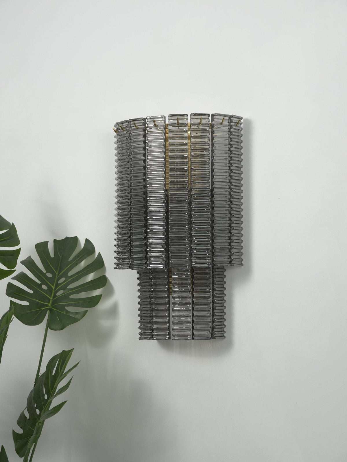 Marlowe Wall Sconce in Smoke Grey Glass and Gold Metal