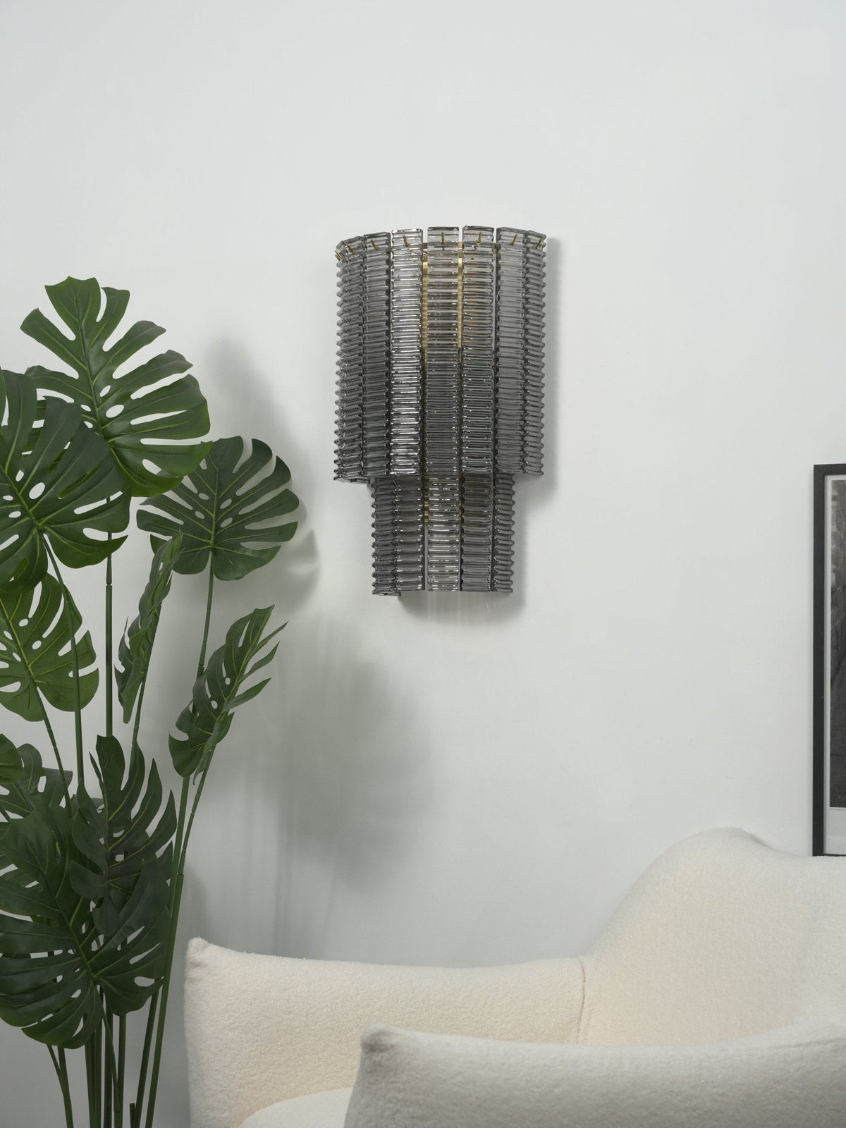 Marlowe Wall Sconce in Smoke Grey Glass and Gold Metal