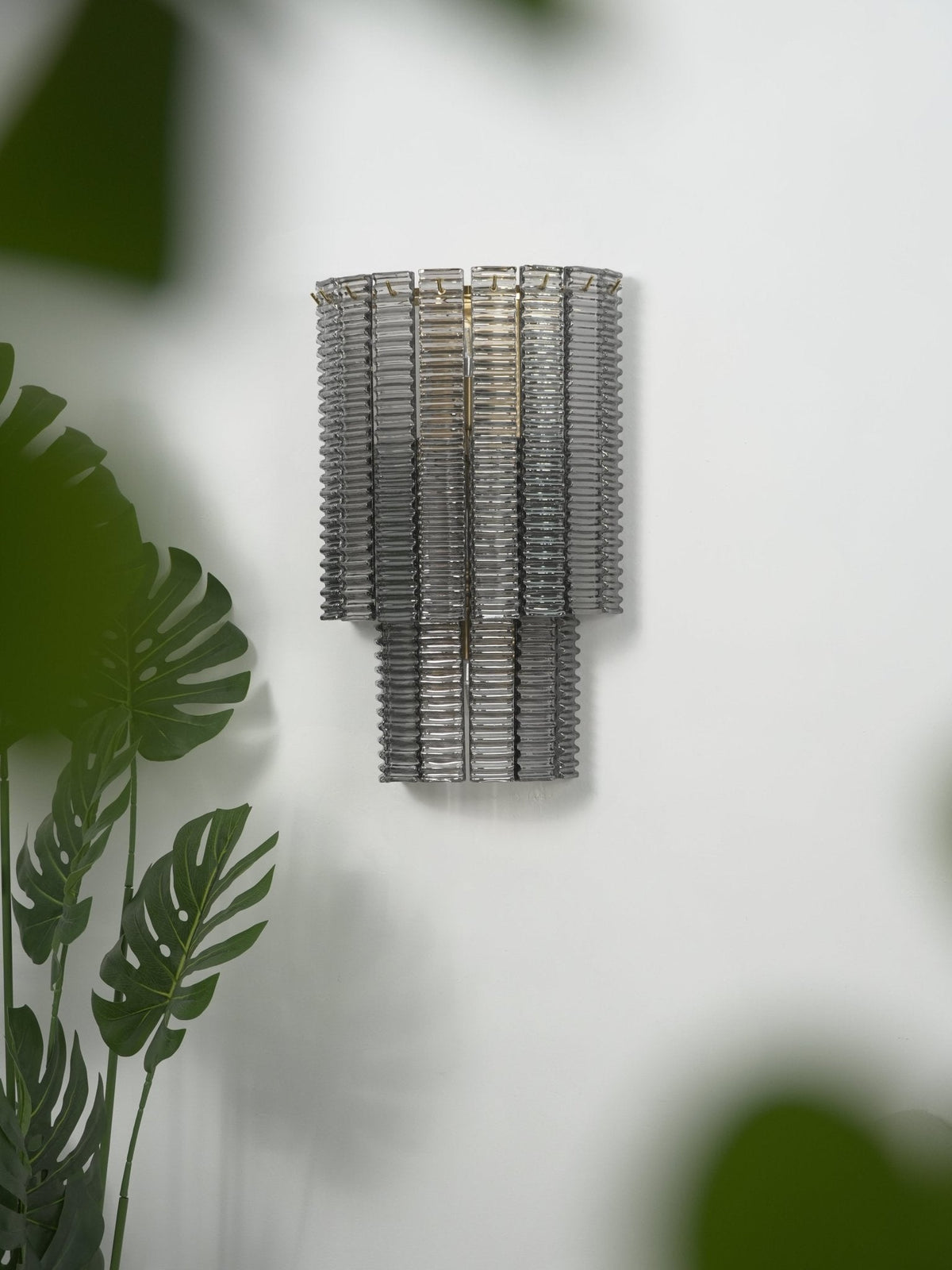 Marlowe Wall Sconce in Smoke Grey Glass and Gold Metal