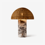 Maroqa Handwoven Rattan Table Lamp with Marble Base