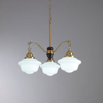 Marquette Modern Gold Chandelier with Frosted Glass Globes and Wood Accents