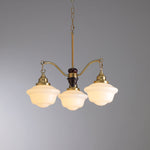 Marquette Modern Gold Chandelier with Frosted Glass Globes and Wood Accents