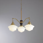 Marquette Modern Gold Chandelier with Frosted Glass Globes and Wood Accents