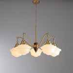 Marquette Modern Gold Chandelier with Frosted Glass Globes and Wood Accents