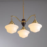 Marquette Modern Gold Chandelier with Frosted Glass Globes and Wood Accents