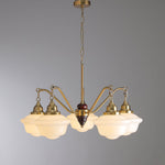 Marquette Modern Gold Chandelier with Frosted Glass Globes and Wood Accents