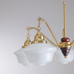 Marquette Modern Gold Chandelier with Frosted Glass Globes and Wood Accents
