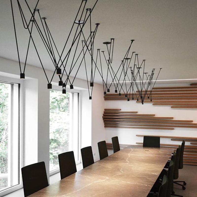 Modular Pendant Chandelier with Matte Lacquered Cables, 1-12 Lights