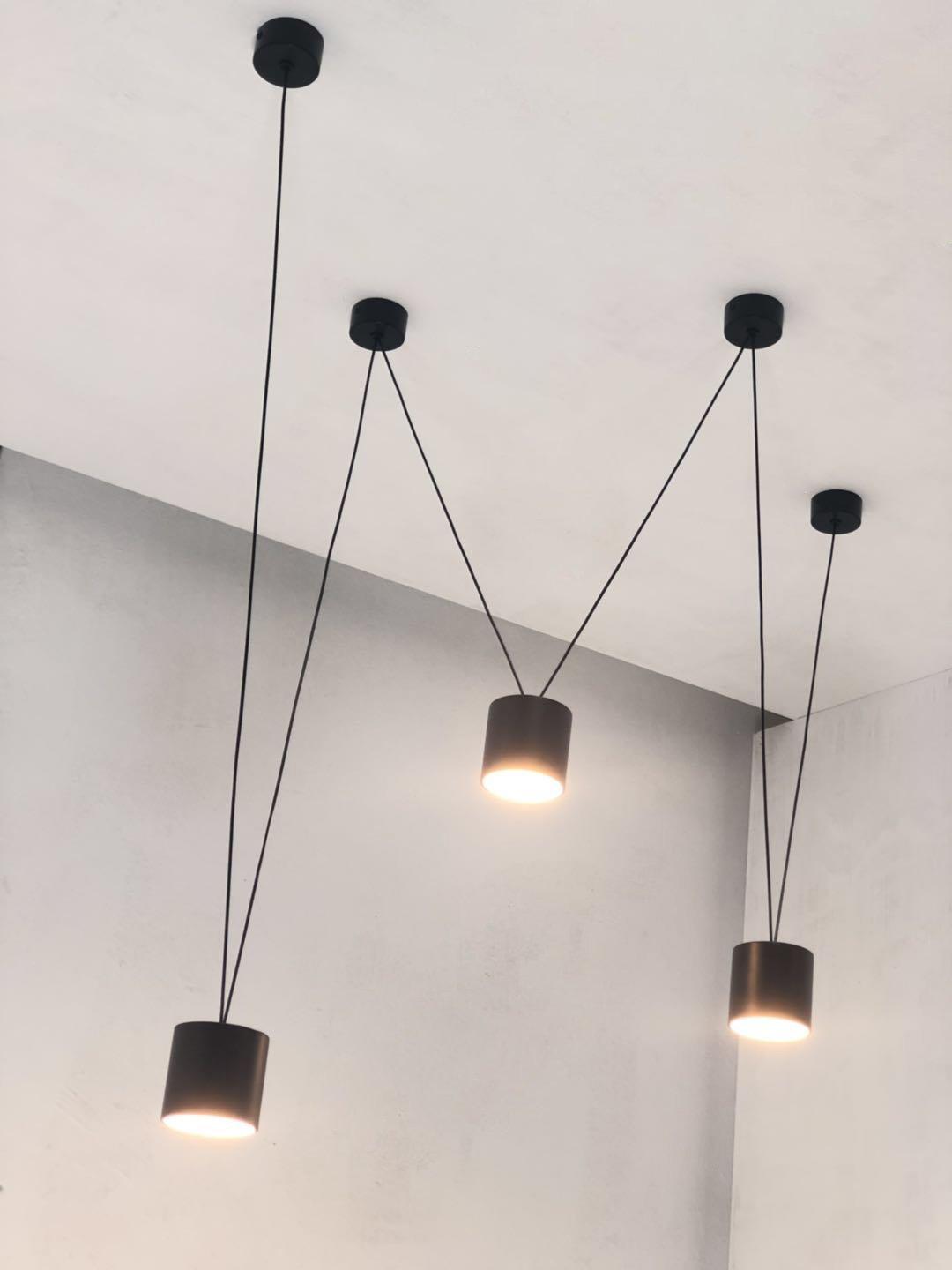 Modular Pendant Chandelier with Matte Lacquered Cables, 1-12 Lights
